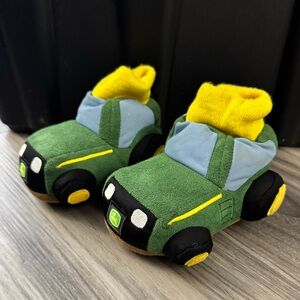 John Deere Green and Yellow Plush Tractor Slippers
